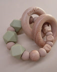 Teething ring - personalized rattle - Beech &amp; Silicone model