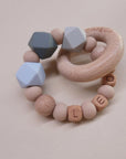 Teething ring - personalized rattle - Beech &amp; Silicone model