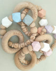 Teething ring - personalized rattle - Beech &amp; Silicone model