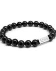 Bracelet homme personnalisé - Perles Agates noires