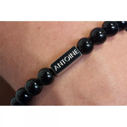 Bracelet homme personnalisé - Perles Agates noires