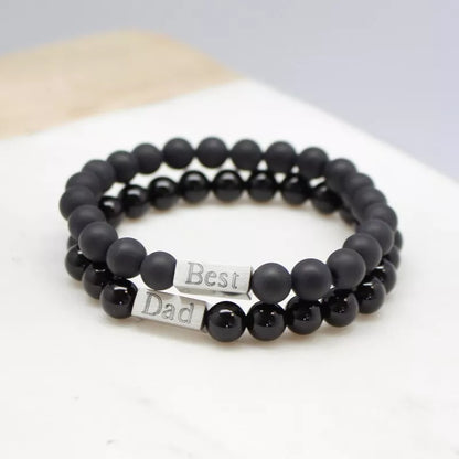 Bracelet homme personnalisé - Perles Agates noires
