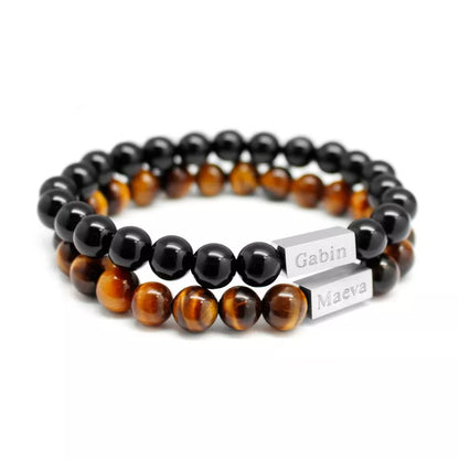 Bracelet homme personnalisé - Perles Œil de Tigre