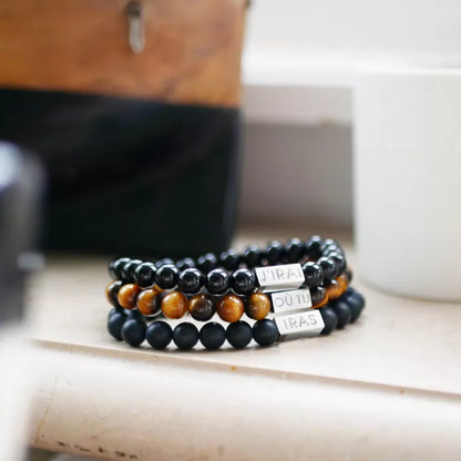 Bracelet homme personnalisé - Perles Œil de Tigre