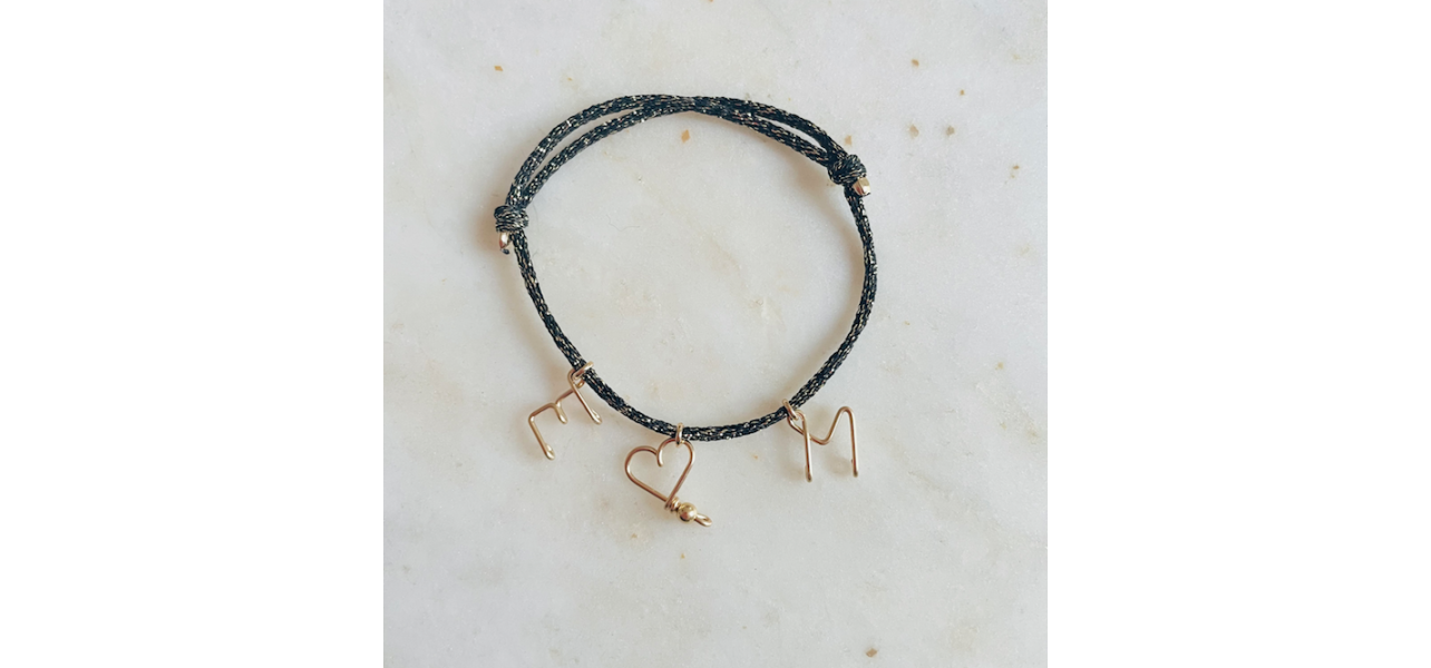 Bracelet personnalisé - Majuscule sur fil pailleté