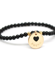 Gold Plated Pearl Bracelet - Heart Medal - Ivory or Black