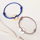 Coffret duo pour couple - Bracelets personnalisés cordon avec jeton Argent et Plaqué Or