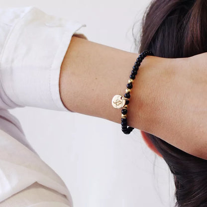 Coffret duo pour couple - Bracelets personnalisés perles Agates noires