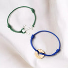 Coffret duo pour couple - Bracelets personnalisés ancre et anneau - Argent et Plaqué Or