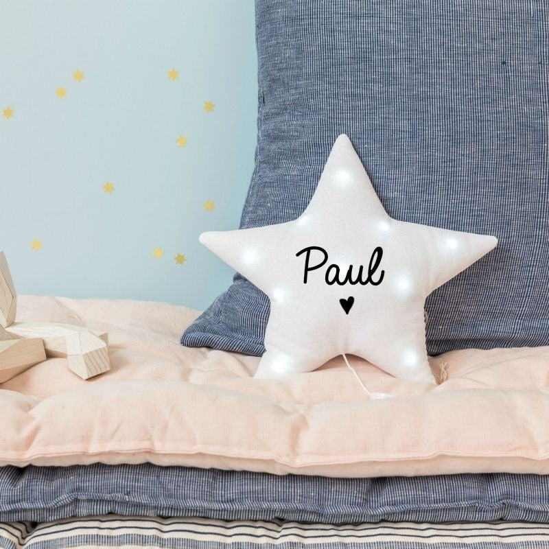 Personalized linen star night light with music option