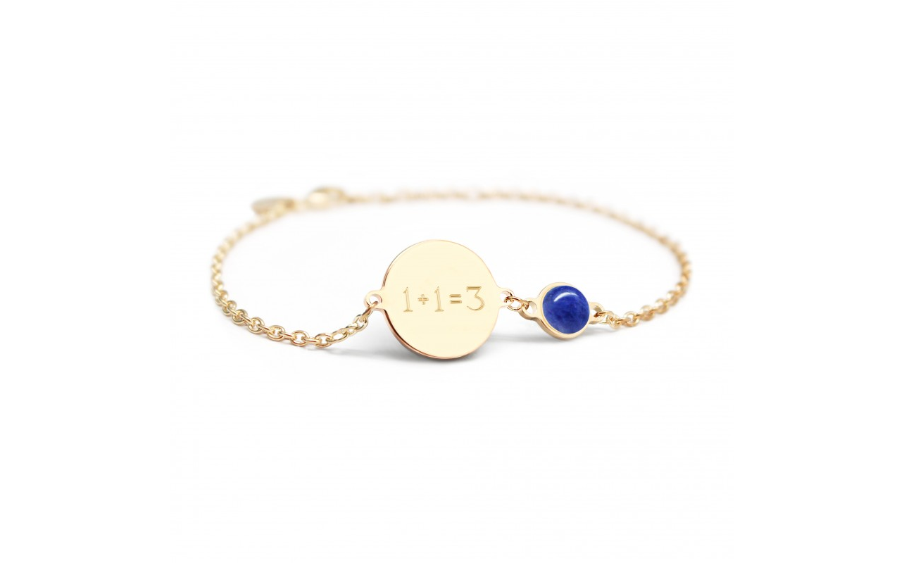 Personalized medal and fine stone bracelet - Gold or Silver Plated