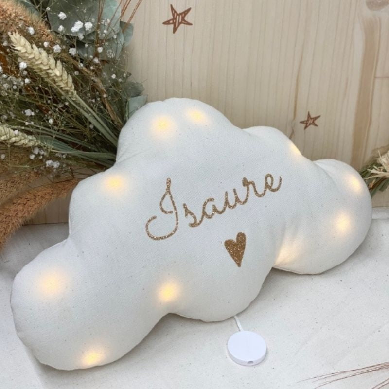 Personalized glitter cloud night light with music option