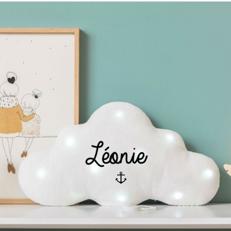 Personalized cloud linen night light with music option