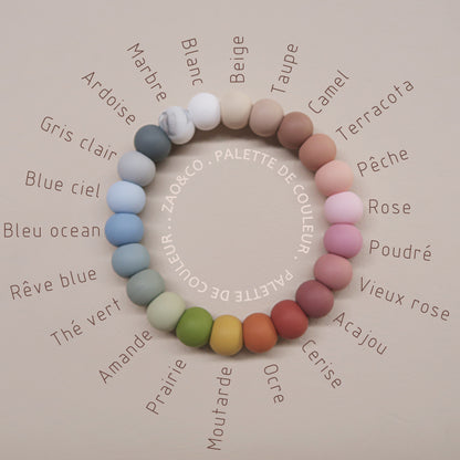 Anneau de dentition - hochet personnalisé - Modèle Hêtre & Silicone