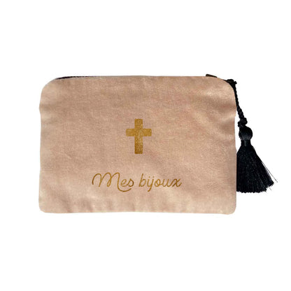 Pochette en velours personnalisée - Cadeau Baptême - Cadeau Communion