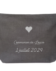 Pochette en lin personnalisée - Modèle Baptême Communion