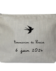 Pochette en lin personnalisée - Modèle Baptême Communion