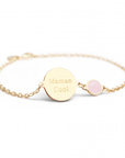 Personalized medal and fine stone bracelet - Gold or Silver Plated