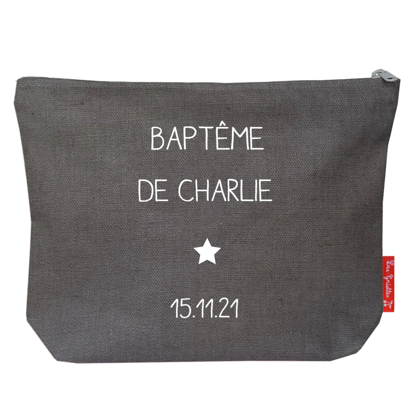 Pochette en lin personnalisée - Cadeau Baptême - Cadeau Communion