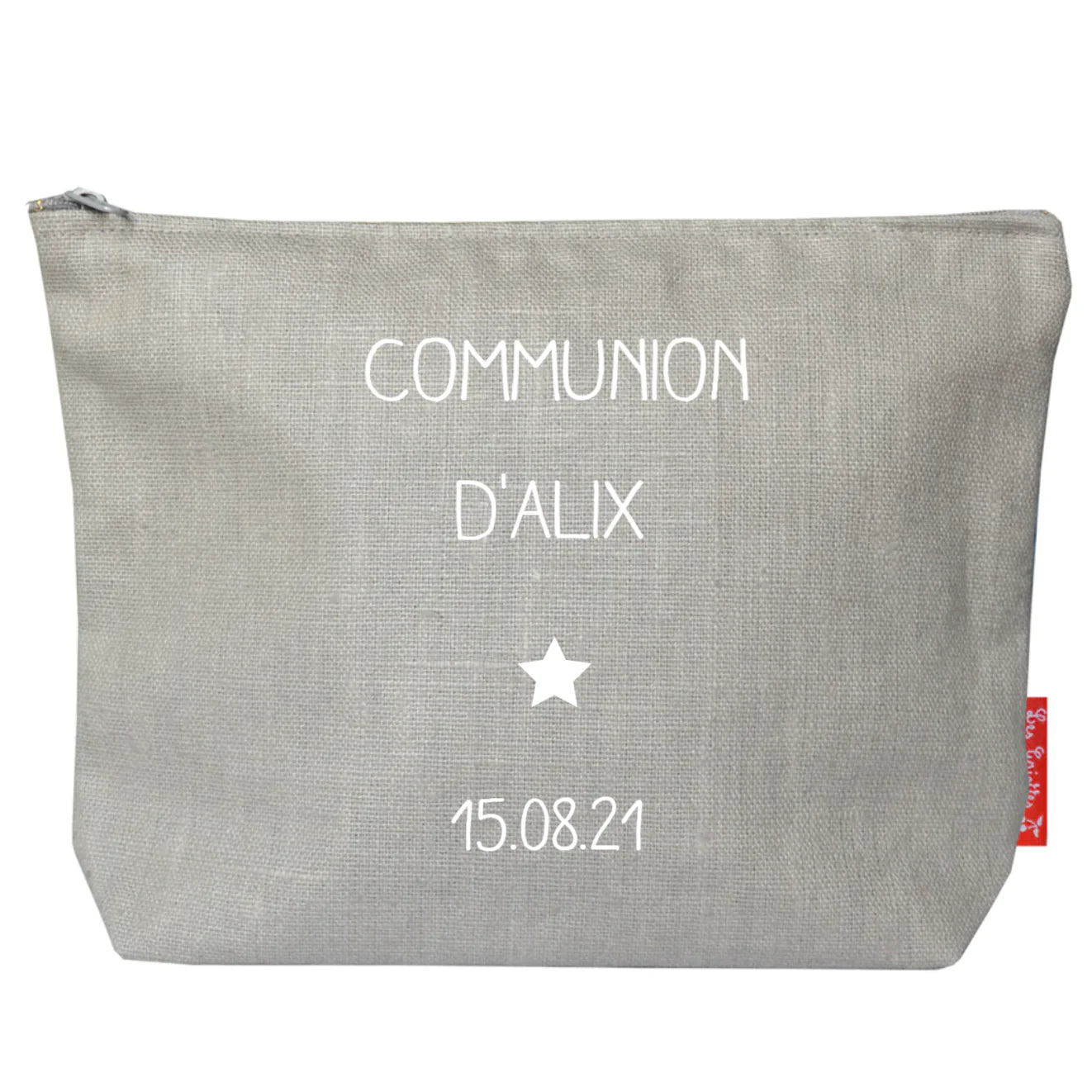 Pochette en lin personnalisée - Cadeau Baptême - Cadeau Communion