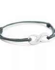 Personalized men's cord bracelet - Infinity sign - Silver