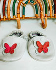 Chaussons bébé personnalisés en cuir souple - Modèle Papillon