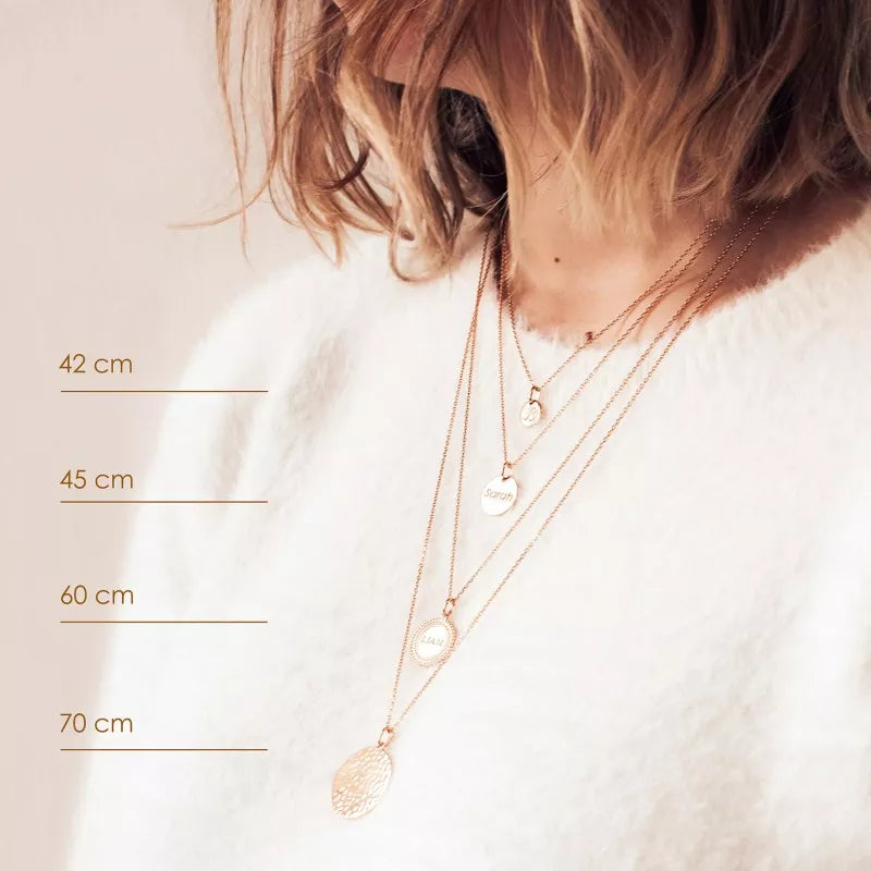 Collier personnalisé - Pendentif petite médaille martelée - Argent ou Plaqué Or