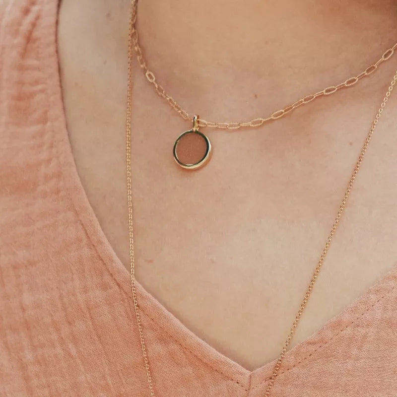 Collier pierre fine personnalisé - Chaîne mailles allongées - Plaqué Or