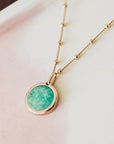 Personalized fine stone necklace - Beaded chain - Gold plated