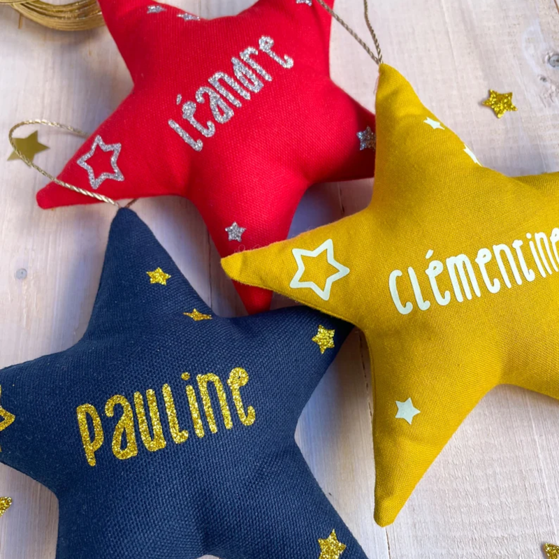 Christmas star - Phosphorescent customization, silver or glittery gold