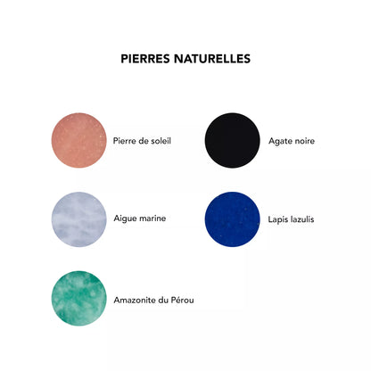 Collier médaille martelée et pierre fine personnalisé - Chaîne perlée - Plaqué Or