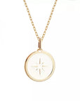 Personalized ivory medal necklace - Enameled pearl chain - Gold plated