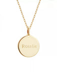 Personalized ivory medal necklace - Enameled pearl chain - Gold plated