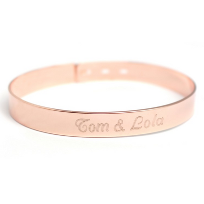 Duo de joncs larges personnalisés - Argent et Plaqué Or jaune ou rose