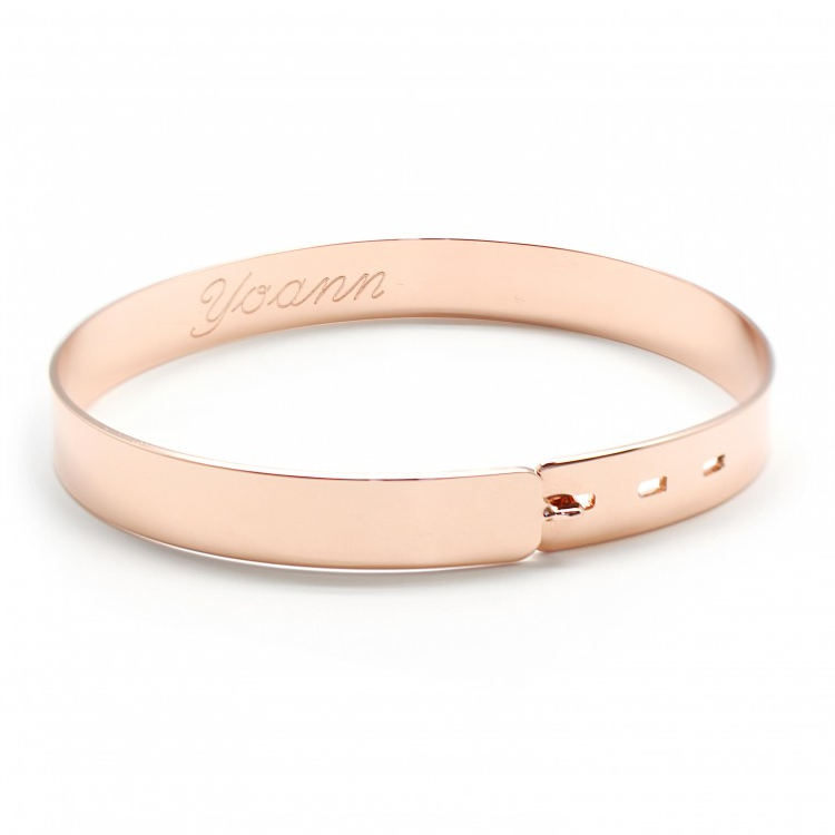 Duo of personalized wide bangles - Silver-Gold plated-Rose gold