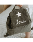 Personalized linen baby backpack