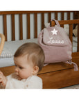 Personalized linen baby backpack