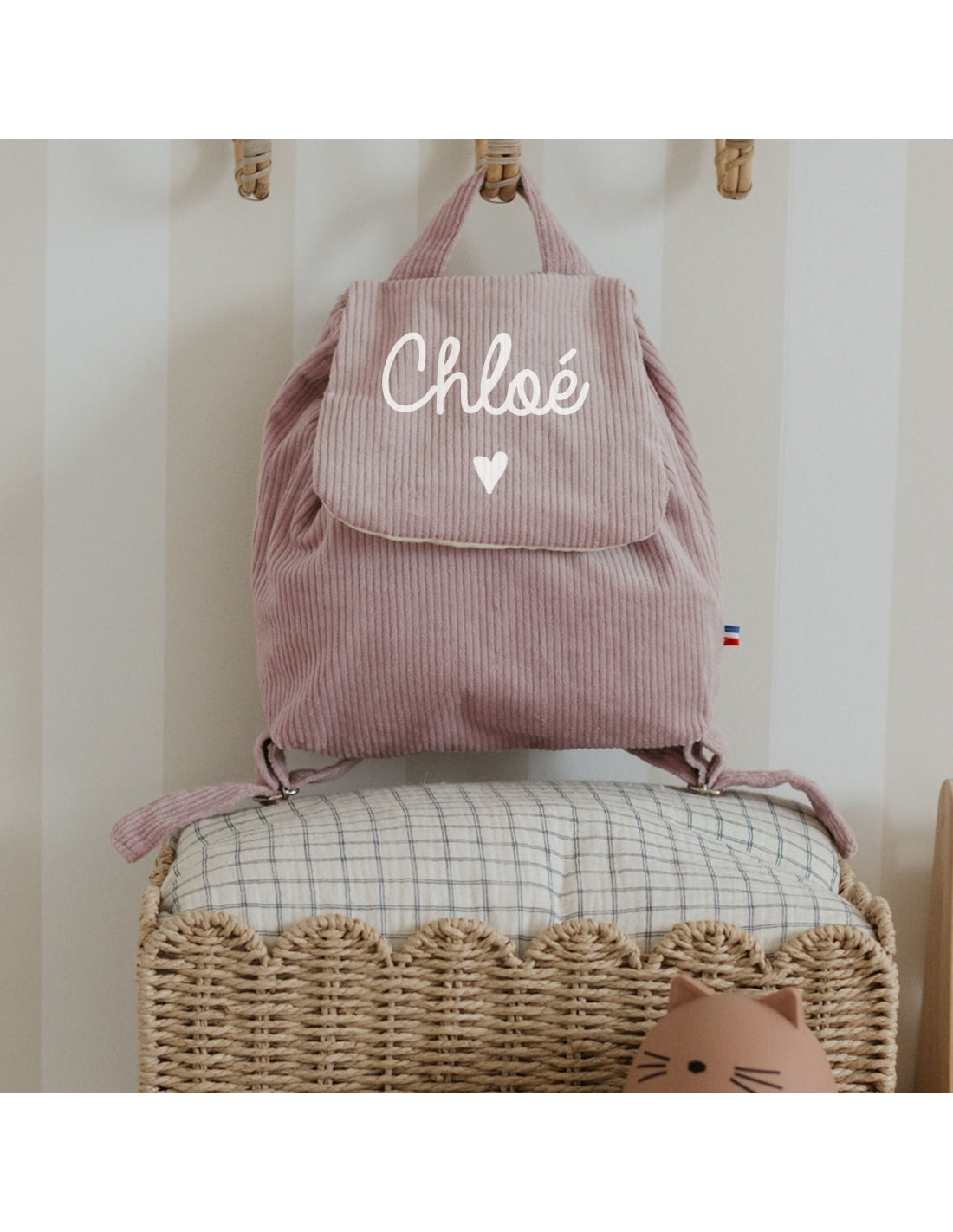 Personalized linen baby backpack