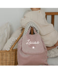 Personalized linen baby backpack