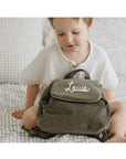 Personalized linen baby backpack