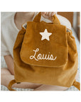 Personalized linen baby backpack