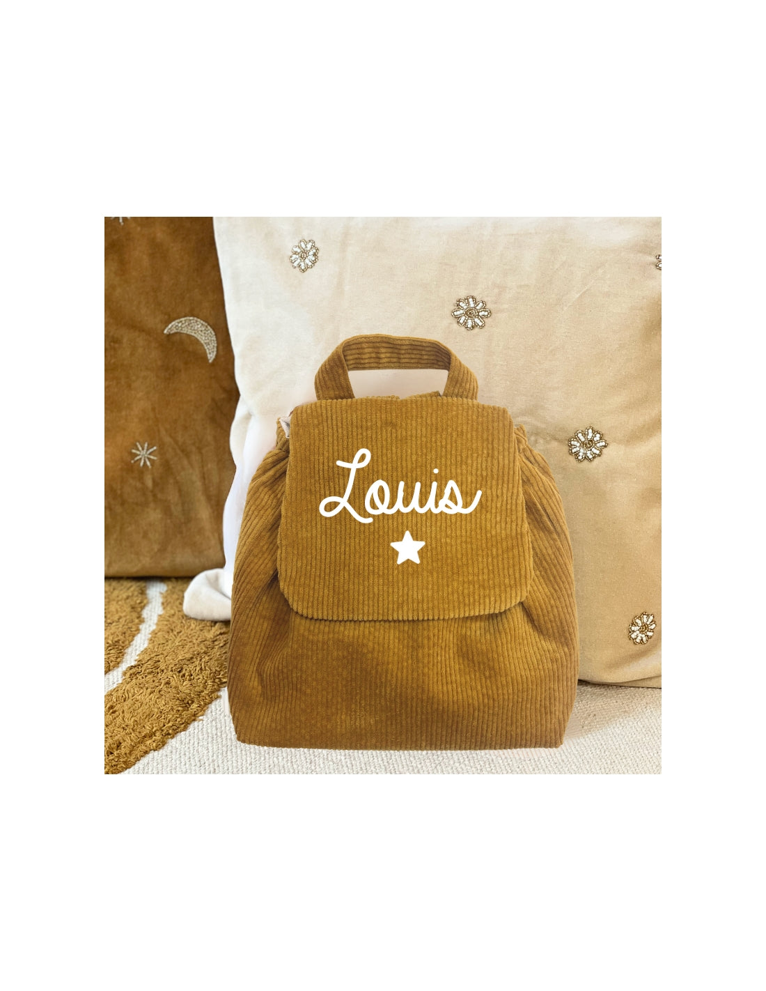 Personalized linen baby backpack