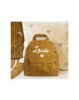 Personalized linen baby backpack