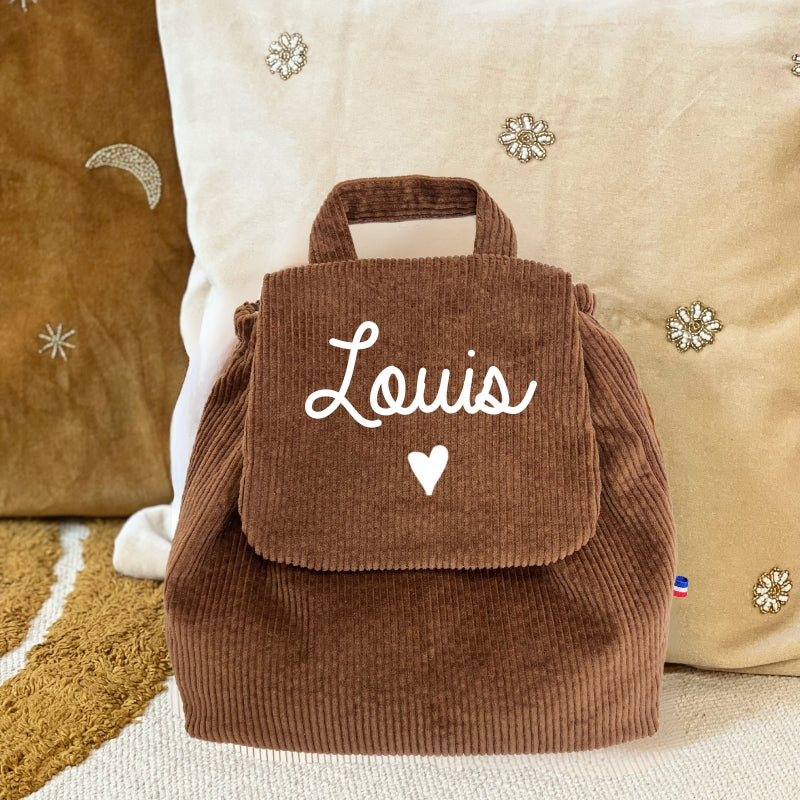 Personalized linen baby backpack