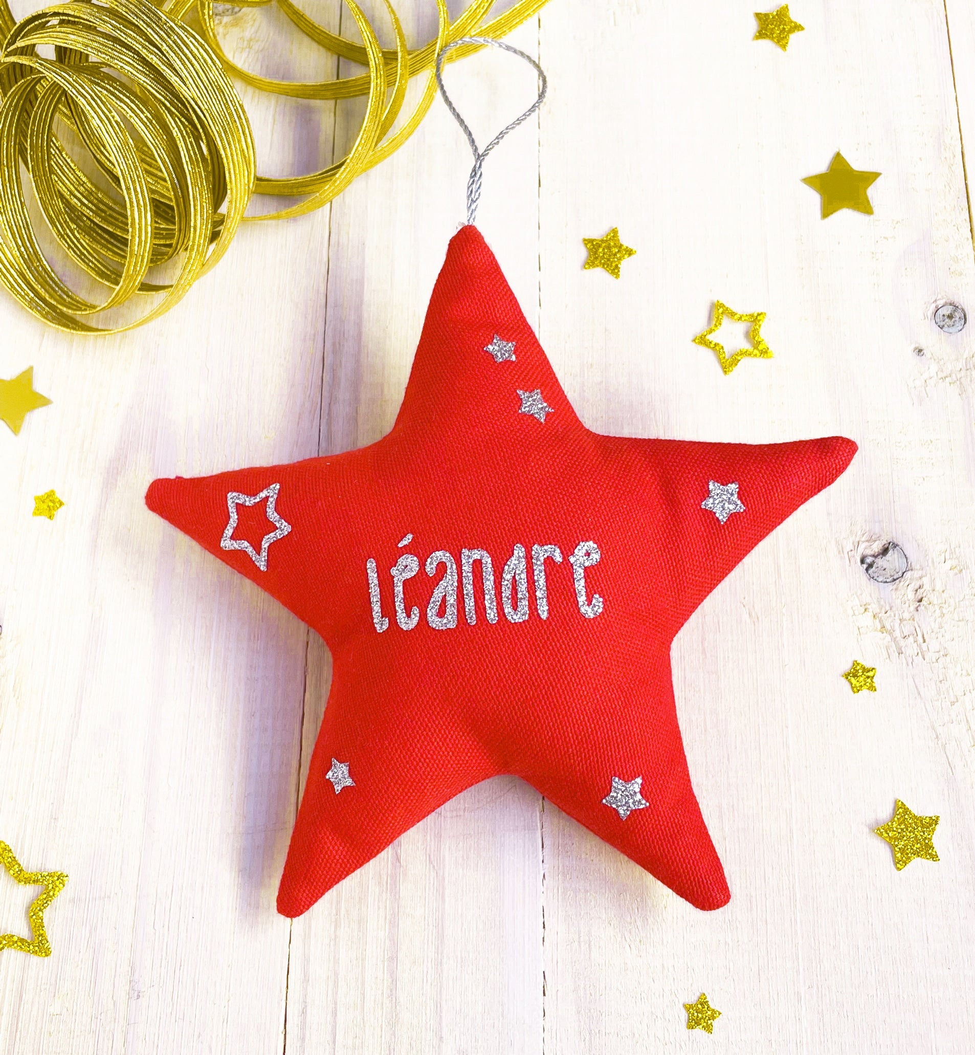 Christmas star - Phosphorescent customization, silver or glittery gold