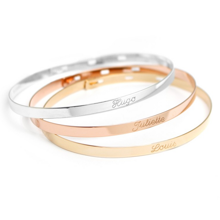 Jonc ruban personnalisé - Argent, Plaqué Or jaune ou Plaqué Or rose