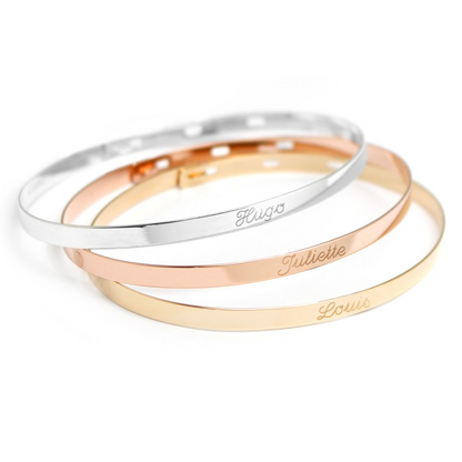 Jonc ruban personnalisé - Argent, Plaqué Or jaune ou Plaqué Or rose