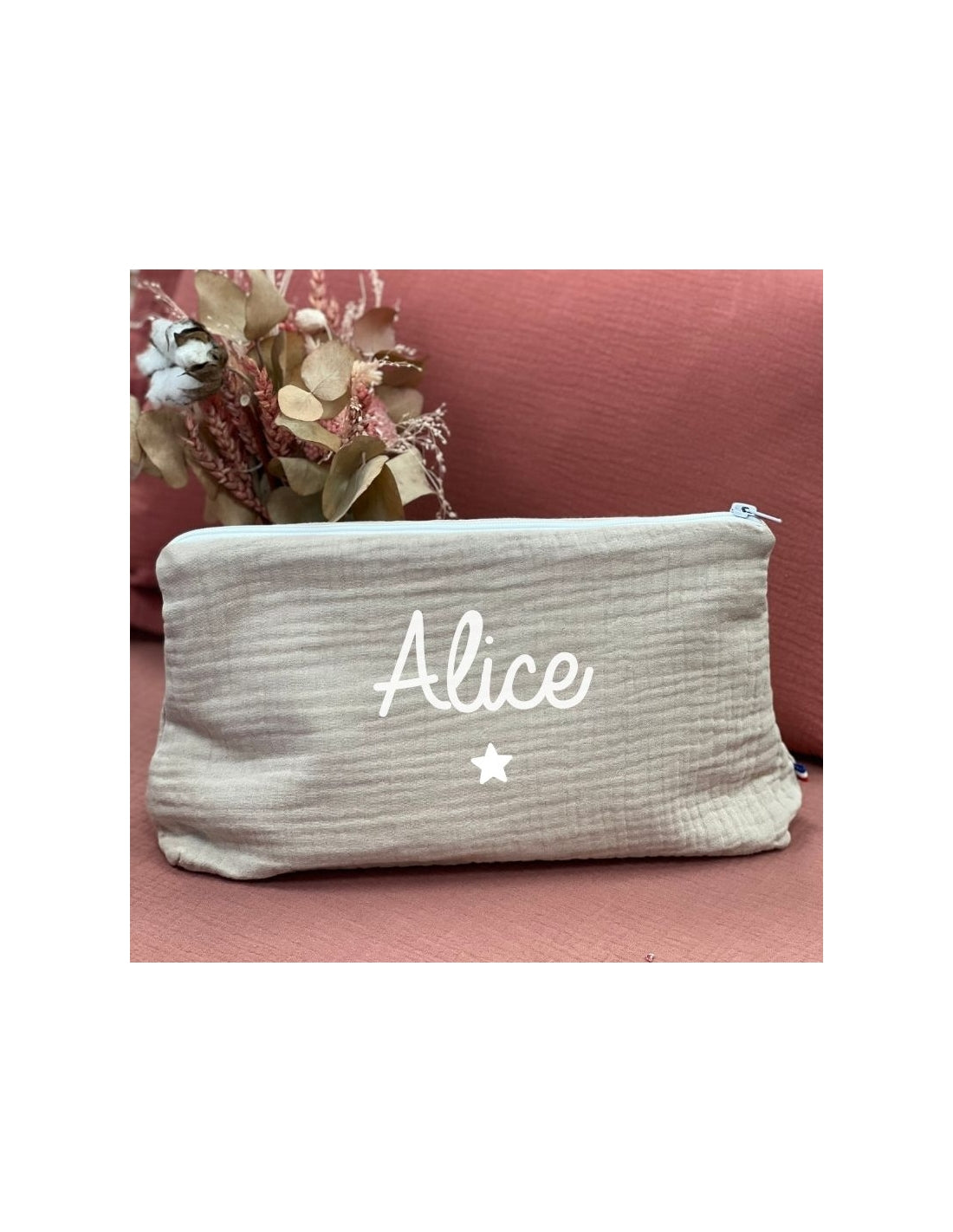 Trousse personnalisée double gaze de coton - Cadeau maîtresse