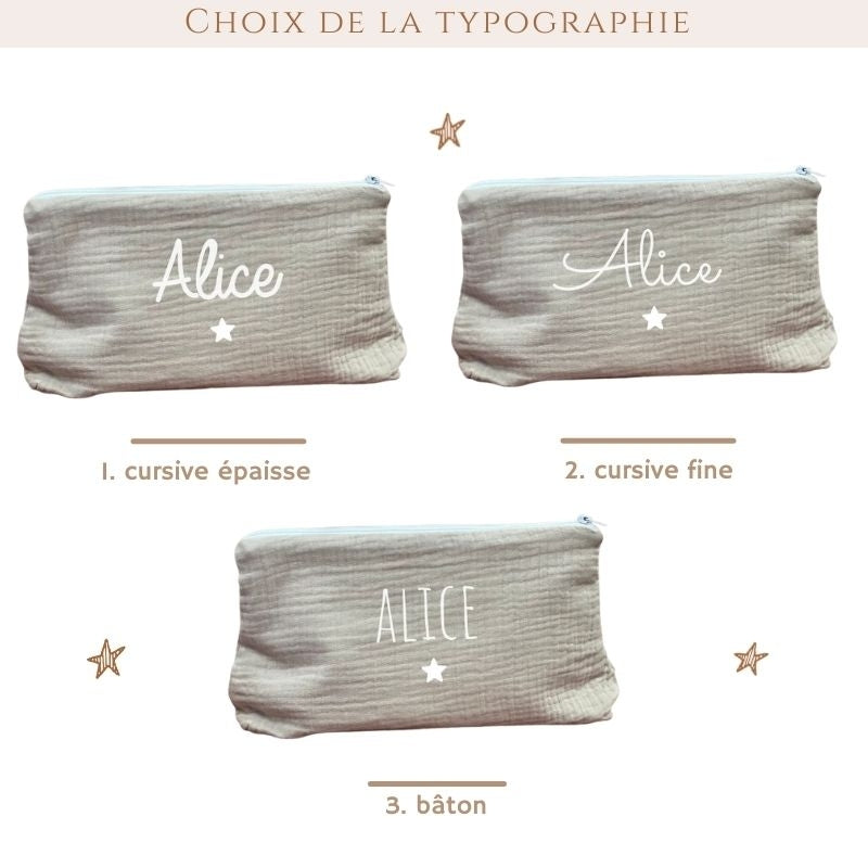 Trousse personnalisée double gaze de coton - Cadeau maîtresse