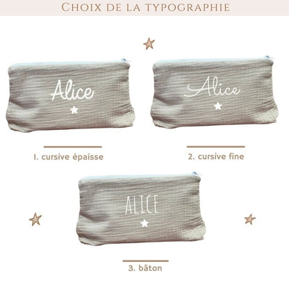 Trousse personnalisée double gaze de coton - Cadeau maîtresse